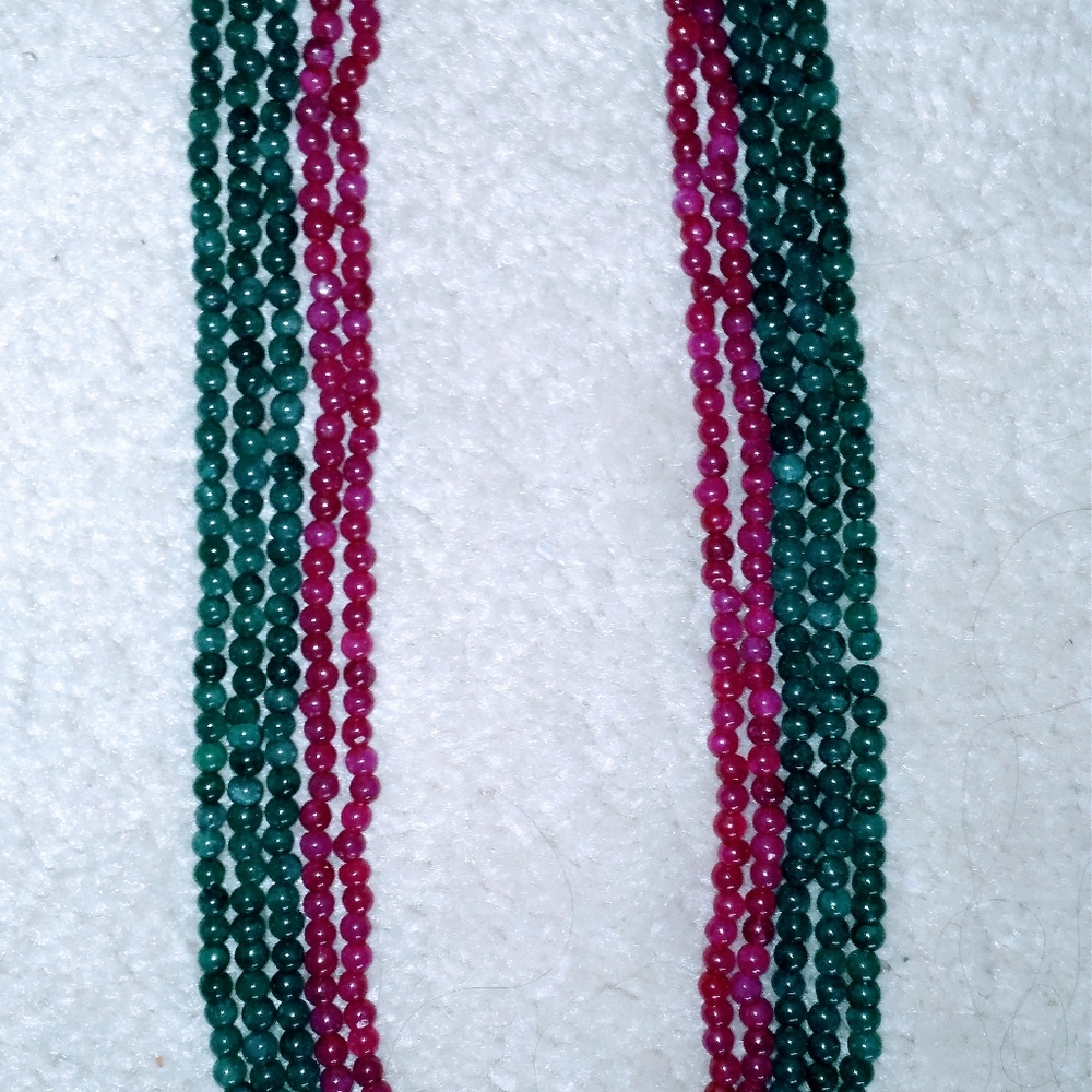 Necklace, Ruby, Emerald Strands, Adjustable Lengtn - image 1
